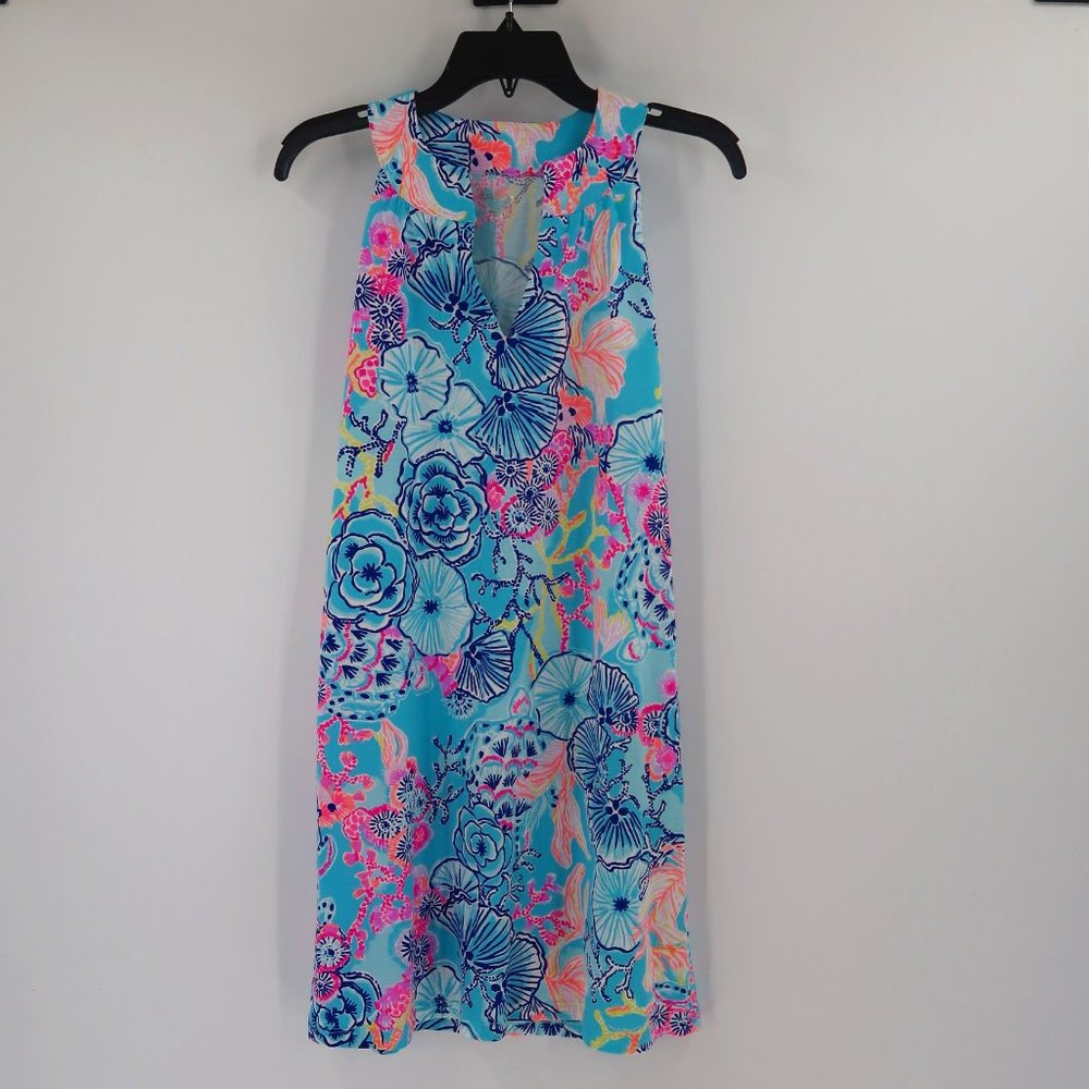 Lilly Pulitzer Floral and Coral Blue and Pink Print XS